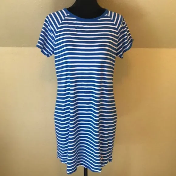 michael kors striped t shirt dress Michael Kors Navy and White Striped T-Shirt Dress